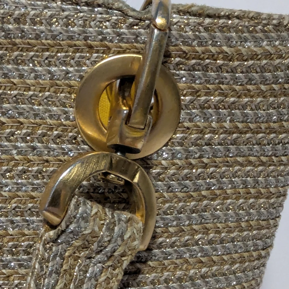 Eric Javits Metallic Silver & Straw Bag - Picture 13 of 16